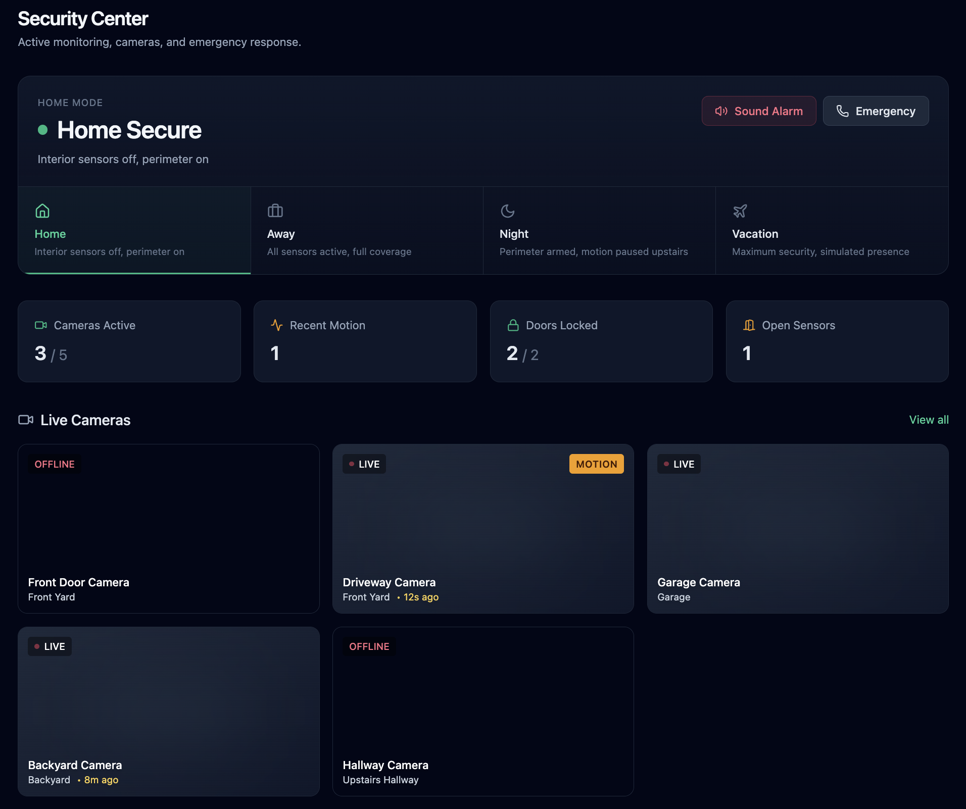 Beacon's Security Center showing device management in a unified control panel.